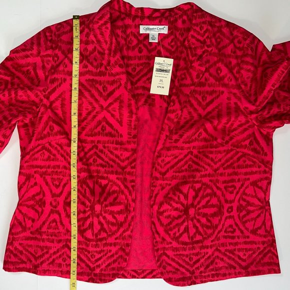 NWT Coldwater Creek Women's Sz L Petite Top Red With Grey Geometric Patterns - Picture 10 of 12